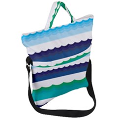 Water Border Water Waves Ocean Sea Fold Over Handle Tote Bag by Amaryn4rt