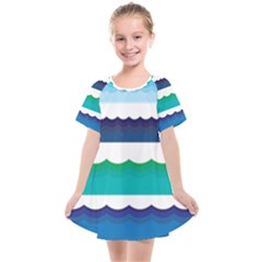 Water Border Water Waves Ocean Sea Kids  Smock Dress by Amaryn4rt