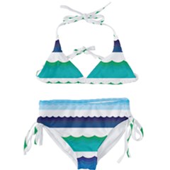 Water Border Water Waves Ocean Sea Kids  Classic Bikini Set by Amaryn4rt