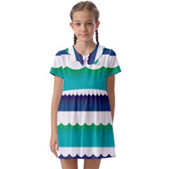 Water Border Water Waves Ocean Sea Kids  Asymmetric Collar Dress by Amaryn4rt