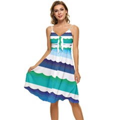 Water Border Water Waves Ocean Sea Sleeveless Tie Front Chiffon Dress by Amaryn4rt