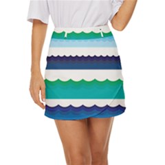 Water Border Water Waves Ocean Sea Mini Front Wrap Skirt by Amaryn4rt