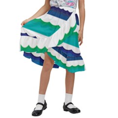 Water Border Water Waves Ocean Sea Kids  Ruffle Flared Wrap Midi Skirt by Amaryn4rt