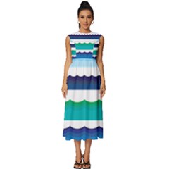 Water Border Water Waves Ocean Sea Sleeveless Round Neck Midi Dress by Amaryn4rt