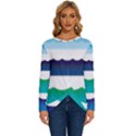 Water Border Water Waves Ocean Sea Long Sleeve Crew Neck Pullover Top View1