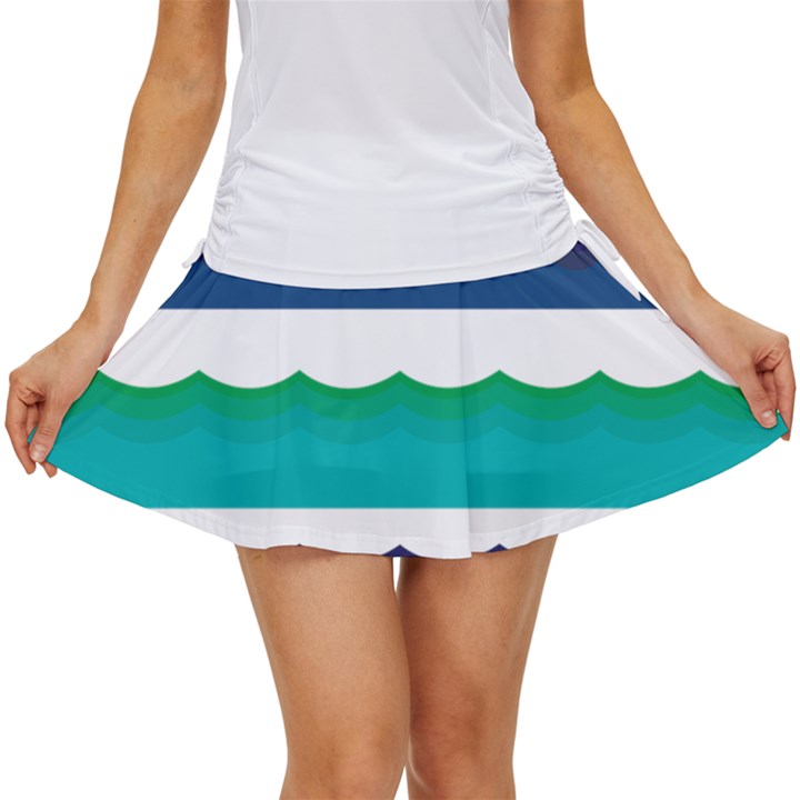 Water Border Water Waves Ocean Sea Women s Skort