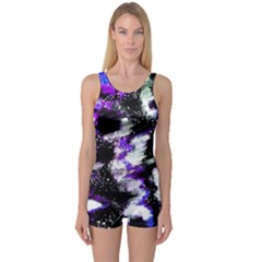 Abstract Canvas Acrylic Digital Design One Piece Boyleg Swimsuit by Amaryn4rt