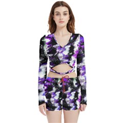 Abstract Canvas Acrylic Digital Design Velvet Wrap Crop Top And Shorts Set by Amaryn4rt