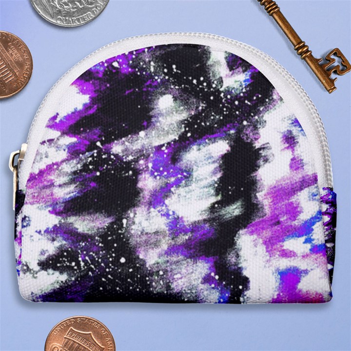 Abstract Canvas Acrylic Digital Design Horseshoe Style Canvas Pouch