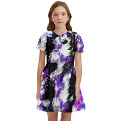 Abstract Canvas Acrylic Digital Design Kids  Bow Tie Puff Sleeve Dress by Amaryn4rt