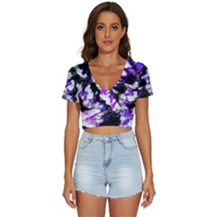 Abstract Canvas Acrylic Digital Design V-neck Crop Top by Amaryn4rt