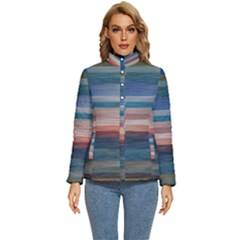 Background Horizontal Lines Women s Puffer Bubble Jacket Coat by Amaryn4rt