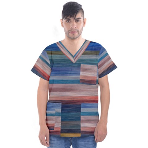 Background Horizontal Lines Men s V-neck Scrub Top by Amaryn4rt