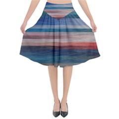 Background Horizontal Lines Flared Midi Skirt by Amaryn4rt