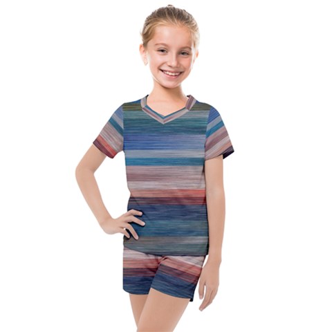 Background Horizontal Lines Kids  Mesh T-shirt And Shorts Set by Amaryn4rt