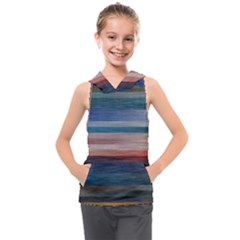 Background Horizontal Lines Kids  Sleeveless Hoodie by Amaryn4rt