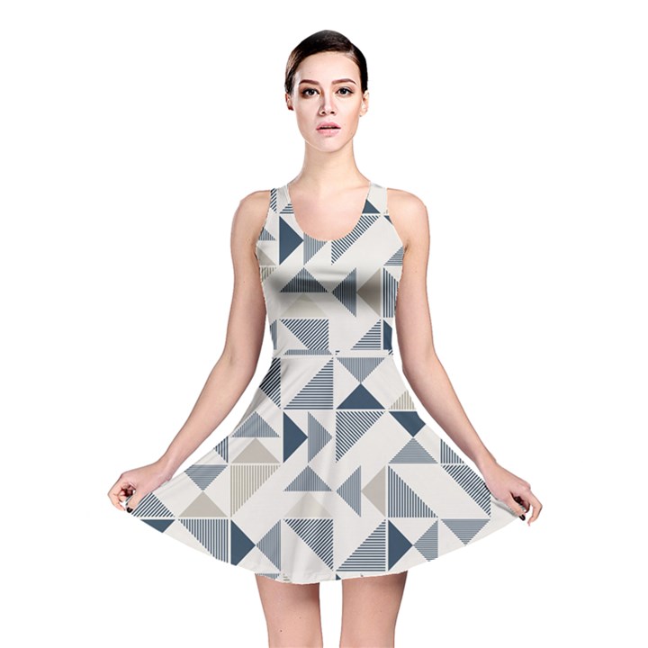 Geometric Triangle Modern Mosaic Reversible Skater Dress