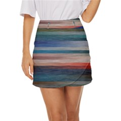 Background Horizontal Lines Mini Front Wrap Skirt by Amaryn4rt