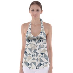 Geometric Triangle Modern Mosaic Tie Back Tankini Top by Amaryn4rt