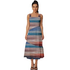 Background Horizontal Lines Square Neckline Tiered Midi Dress by Amaryn4rt