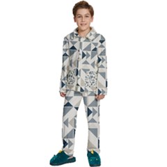 Geometric Triangle Modern Mosaic Kids  Long Sleeve Velvet Pajamas Set by Amaryn4rt