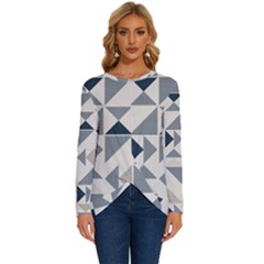 Geometric Triangle Modern Mosaic Long Sleeve Crew Neck Pullover Top