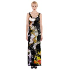 Canvas Acrylic Digital Design Art Thigh Split Maxi Dress by Amaryn4rt