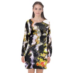 Canvas Acrylic Digital Design Art Long Sleeve Chiffon Shift Dress  by Amaryn4rt