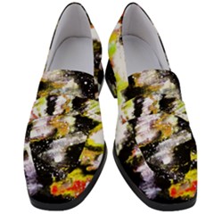 Canvas Acrylic Digital Design Art Women s Chunky Heel Loafers by Amaryn4rt