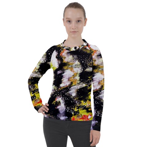 Canvas Acrylic Digital Design Art Women s Pique Long Sleeve T-shirt by Amaryn4rt