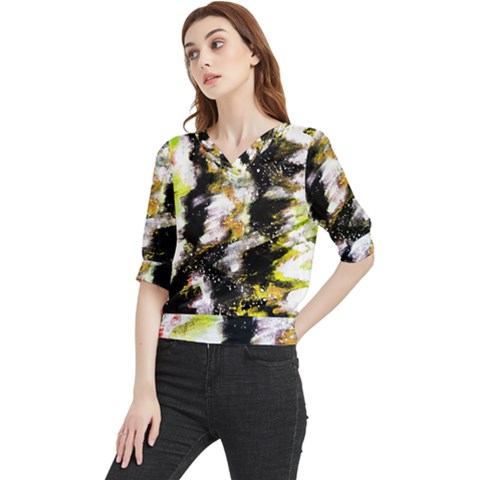 Canvas Acrylic Digital Design Art Quarter Sleeve Blouse by Amaryn4rt