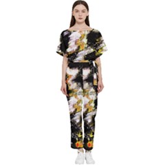 Canvas Acrylic Digital Design Art Batwing Lightweight Chiffon Jumpsuit by Amaryn4rt