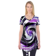 Canvas Acrylic Digital Design Short Sleeve Tunic  by Amaryn4rt