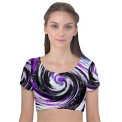 Canvas Acrylic Digital Design Velvet Short Sleeve Crop Top  by Amaryn4rt