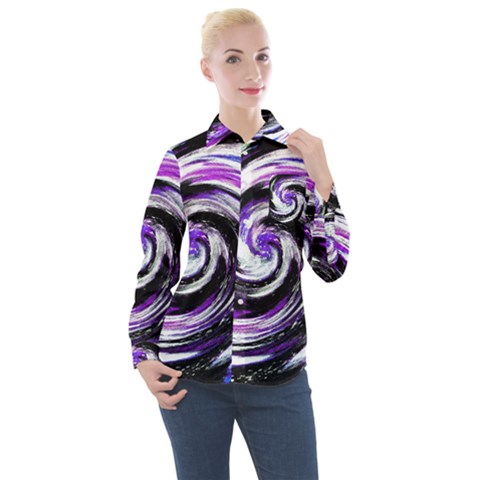 Canvas Acrylic Digital Design Women s Long Sleeve Pocket Shirt by Amaryn4rt