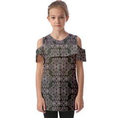 Line Geometry Pattern Geometric Fold Over Open Sleeve Top by Amaryn4rt