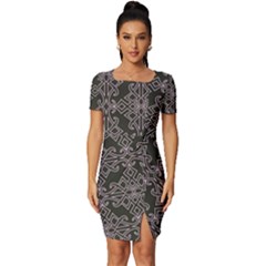 Line Geometry Pattern Geometric Fitted Knot Split End Bodycon Dress