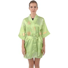 Aniseed Green Vintage Background Half Sleeve Satin Kimono  by Amaryn4rt