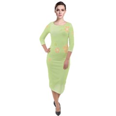 Aniseed Green Vintage Background Quarter Sleeve Midi Velour Bodycon Dress by Amaryn4rt