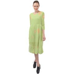 Aniseed Green Vintage Background Ruffle End Midi Chiffon Dress by Amaryn4rt