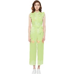 Aniseed Green Vintage Background Women s Frill Top Chiffon Jumpsuit by Amaryn4rt