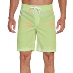 Aniseed Green Vintage Background Men s Beach Shorts by Amaryn4rt