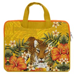 Yellow & Orange Hot Cute Cat Animals Tiger Pattern Double Pocket Laptop Bag by CoolDesigns