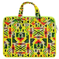 African Dashiki Print Yellow Marijuana Leaves 13  Double Pocket Laptop Bag by CoolDesigns