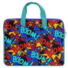 Pop Art Cool Boom Dark Magenta & Aqua 13  Double Pocket Laptop Bag by CoolDesigns