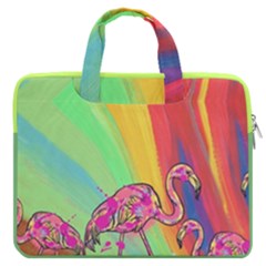 Hand Draw Flamingos Colorful 13  Double Pocket Laptop Bag by CoolDesigns