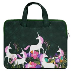 Dark Green Secret Garden Unicorn Seamless 13  Double Pocket Laptop Bag by CoolDesigns