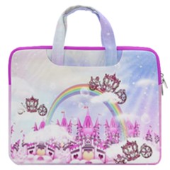 Rainbows Light Violet Castle Forest 13  Double Pocket Laptop Bag by CoolDesigns