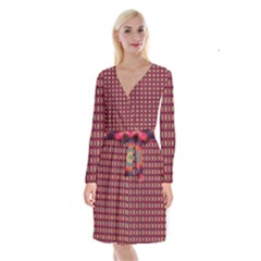 Kaleidoscope Seamless Pattern Long Sleeve Velvet Front Wrap Dress by Ravend