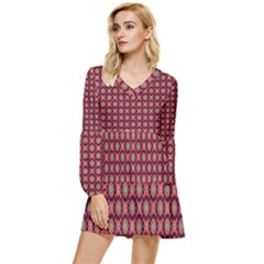 Kaleidoscope Seamless Pattern Tiered Long Sleeve Mini Dress by Ravend